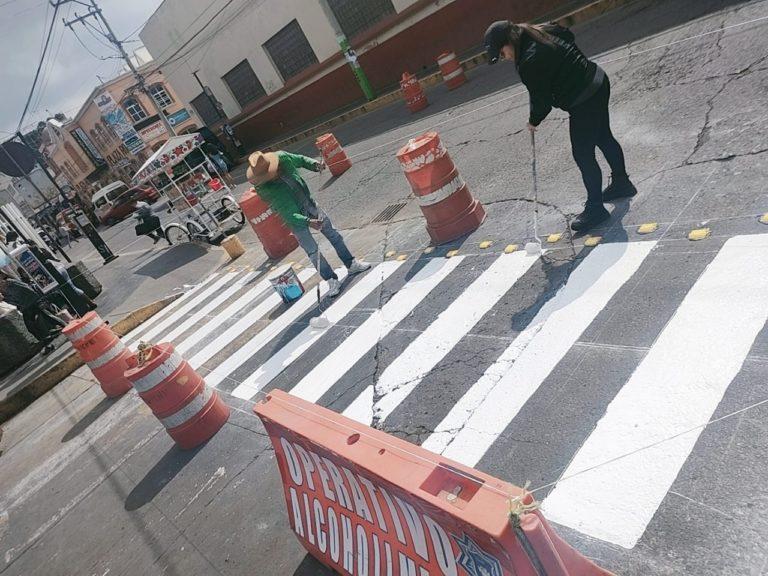 CONTINÚA BALIZAMIENTO EN AVENIDA JUÁREZ Y ALREDEDORES DE LA FLORESTA