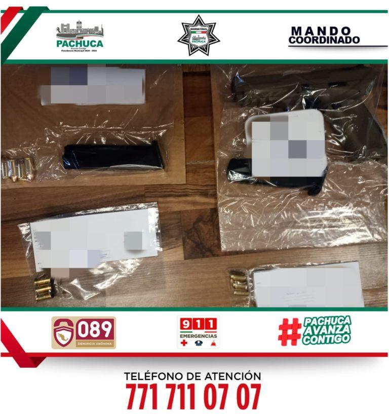 Detiene Policía de Pachuca a 3 personas por portación de arma de fuego y cartuchos útiles Detiene Policía de Pachuca a 3 personas por portación de arma de fuego y cartuchos útiles