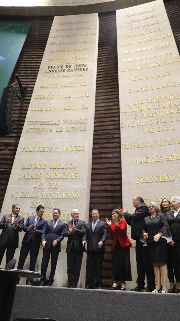 Inscriben con letras de oro en el muro de honor de la Cámara de Diputados el nombre del General Felipe Ángeles. 