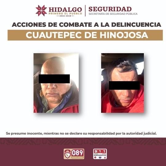 Detienen a dos huachicoleros en Cuautepec; aseguran dos almacenes