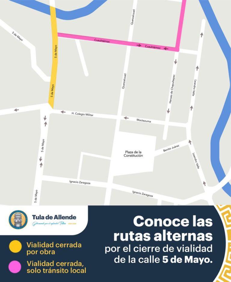 Cerrarán vialidad de la calle 5 de Mayo por rehabilitación en el drenaje