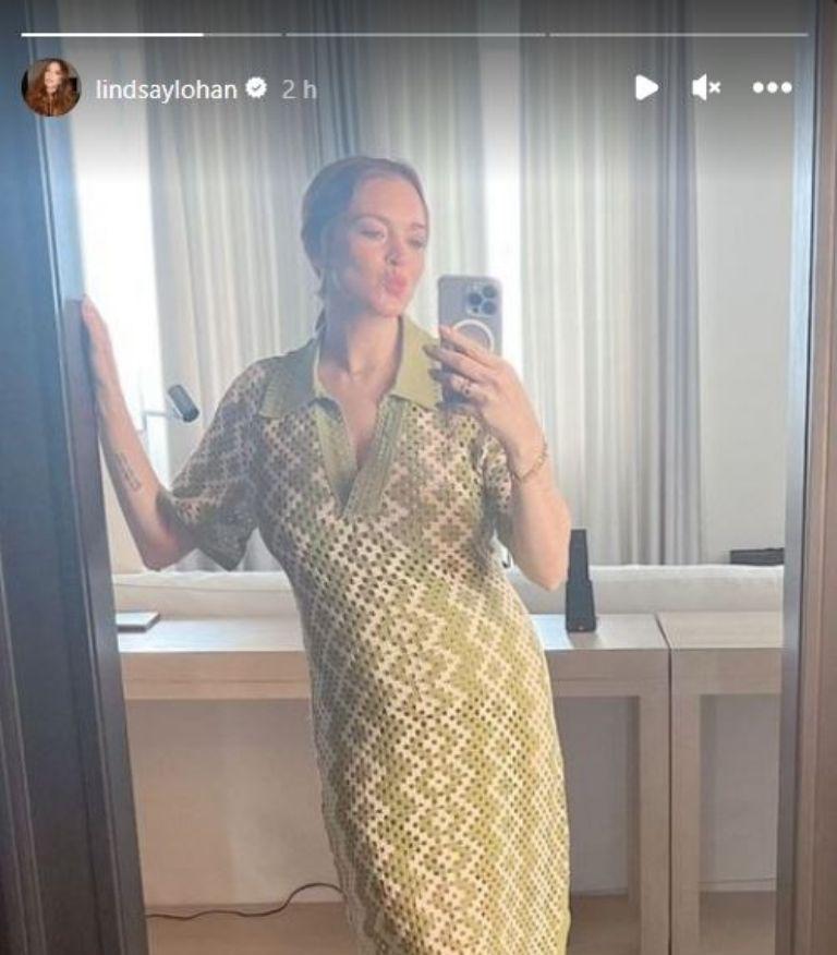 Lindsay Lohan presume, por primera vez, su pancita de embarazo