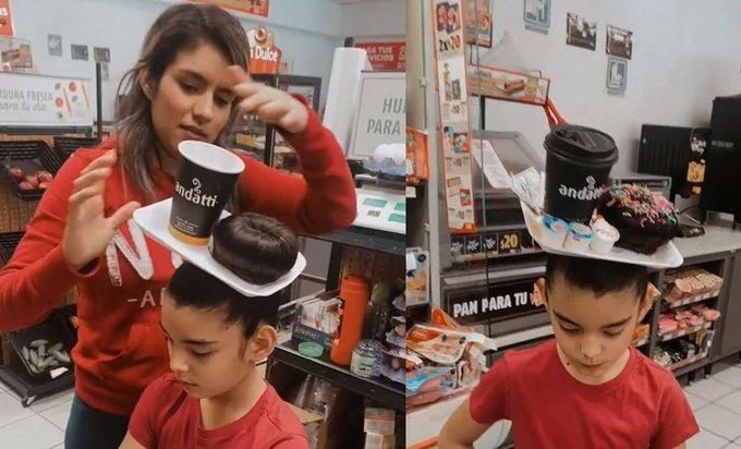 Mamá hace peinado “loco” a su hija con café del Oxxo