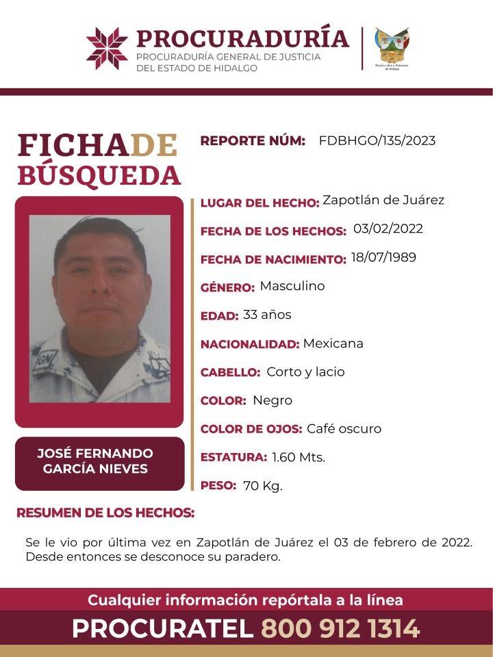 Familiares de José Fernando García Nieves reportan su desaparición Familiares de José Fernando García Nieves reportan su desaparición