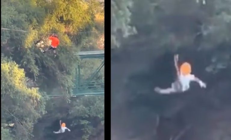 Arnés se rompe y niño cae de tirolesa en Parque Fundidora en NL Arnés se rompe y niño cae de tirolesa en Parque Fundidora en NL