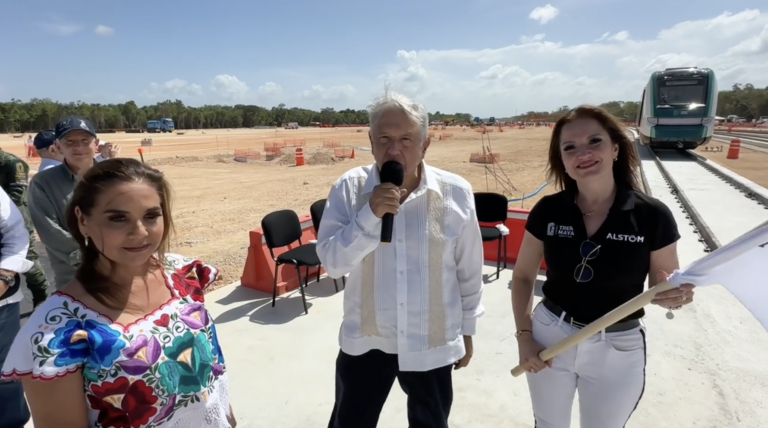 Junto con AMLO, Mara Lezama da banderazo para recibir vagón del Tren Junto con AMLO, Mara Lezama da banderazo para recibir vagón del Tren