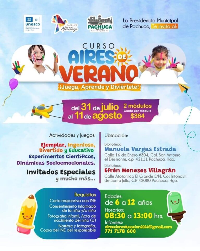 Presidencia de Pachuca invita a curso “Aires de verano” Presidencia de Pachuca invita a curso “Aires de verano”