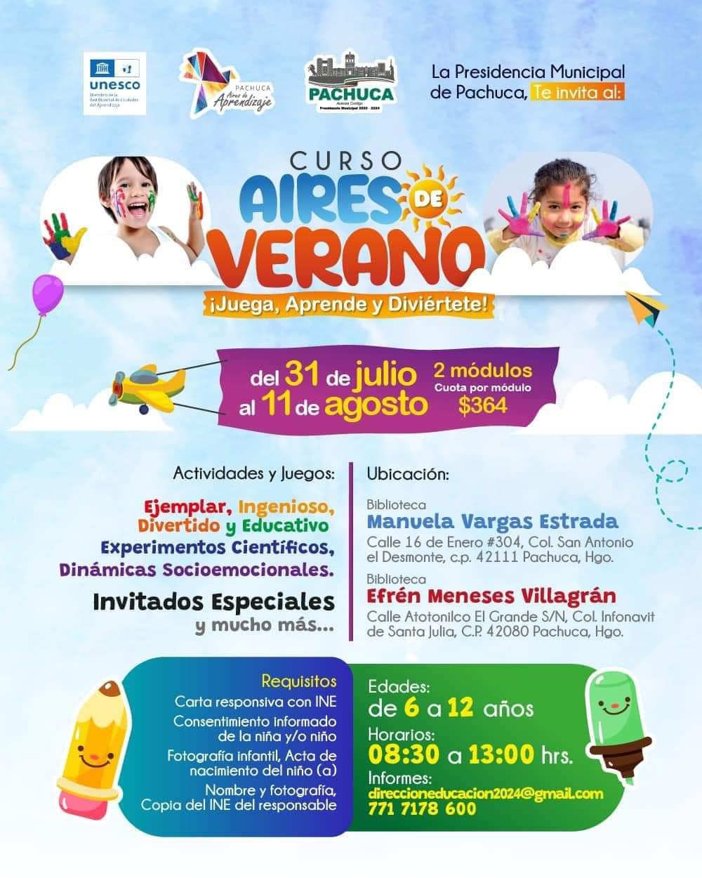 Presidencia de Pachuca invita a curso “Aires de verano”