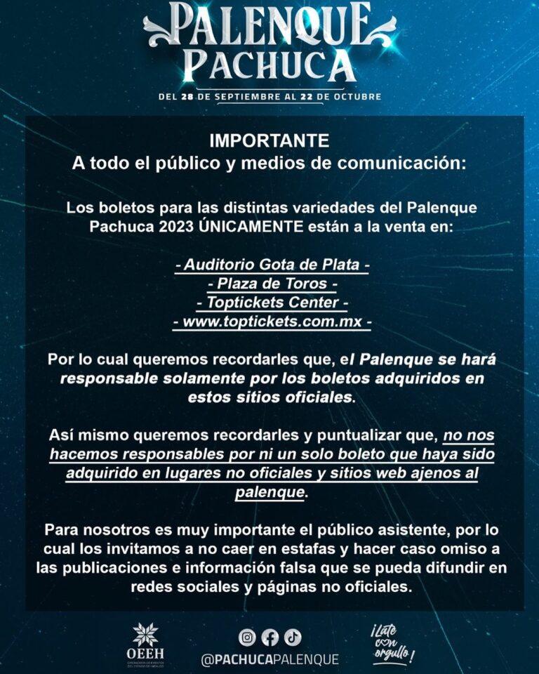 Advierte empresa posibles estafas por reventa de boletos de palenque Advierte empresa posibles estafas por reventa de boletos de palenque