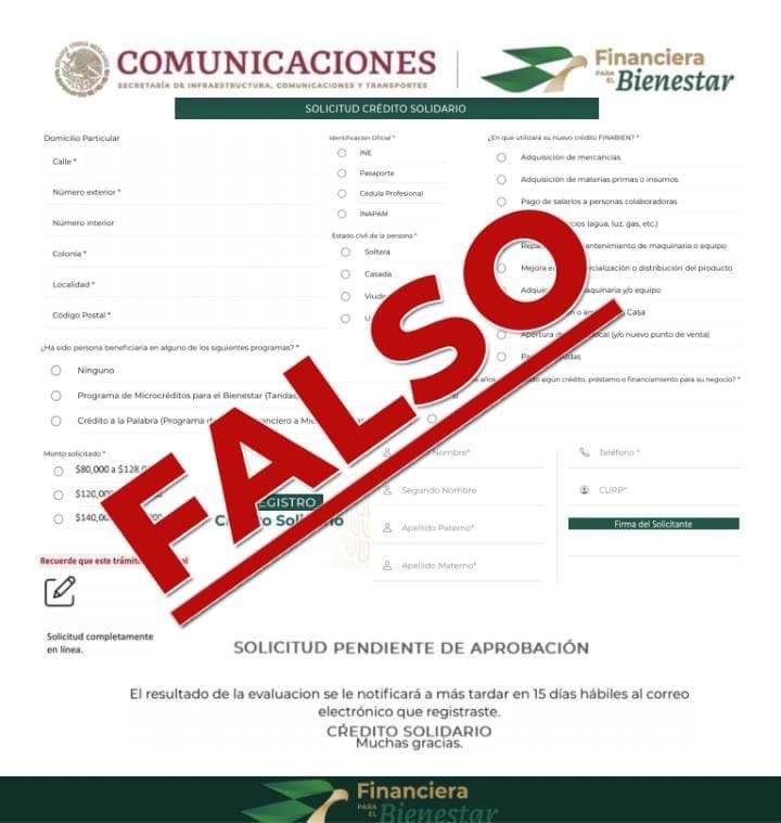 Alertan por fraudes con supuestos créditos del Gobierno Federal