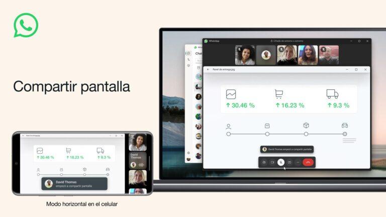 WhatsApp permite compartir pantalla durante una videollamada