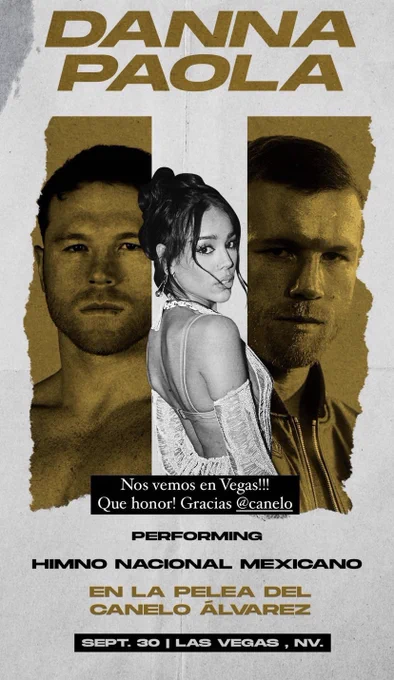 Danna Paola cantará el Himno Nacional antes de pelea del “Canelo” Danna Paola cantará el Himno Nacional antes de pelea del “Canelo”