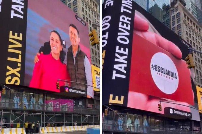 Averiguará Sheinbaum quién puso anuncio en Times Square