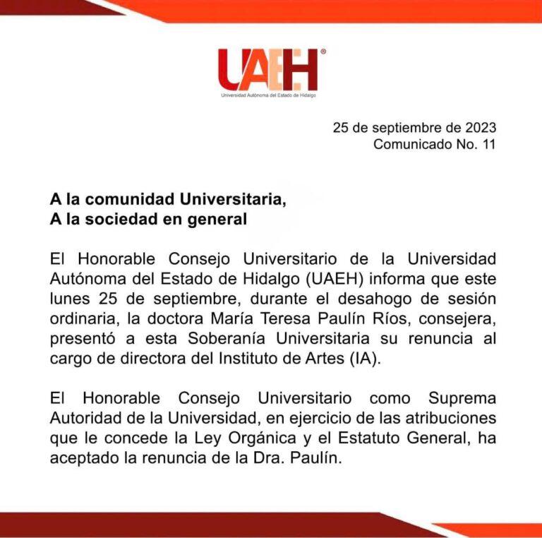 Logran estudiantes renuncia de María Teresa Paulín Ríos a la dirección del IDA Logran estudiantes renuncia de María Teresa Paulín Ríos a la dirección del IDA