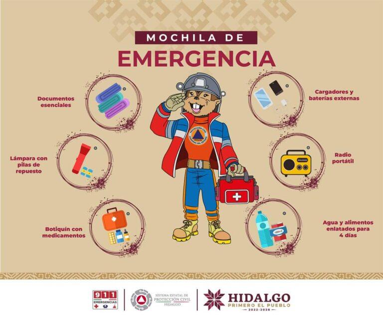 PC estatal exhorta a estar informado y preparar mochila de emergencia