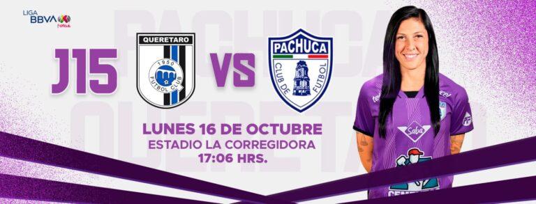 Pachuca Femenil visitará a Querétaro Femenil, en la jornada 15.