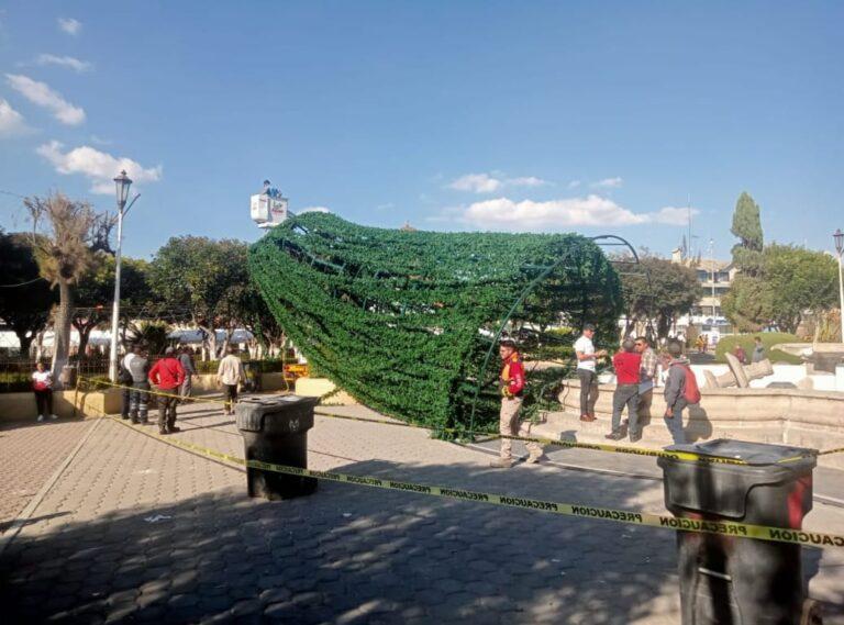 Torbellino tumba el árbol navideño