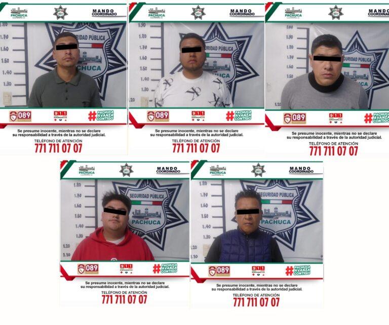 Policía de Pachuca detiene a 5 hombres por presunta extorsión Policía de Pachuca detiene a 5 hombres por presunta extorsión