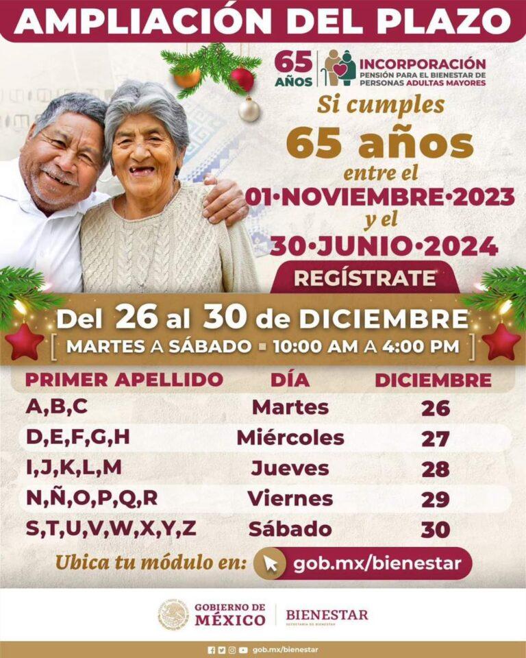 Amplían fechas para registro a pensiones para adultos mayores Amplían fechas para registro a pensiones para adultos mayores