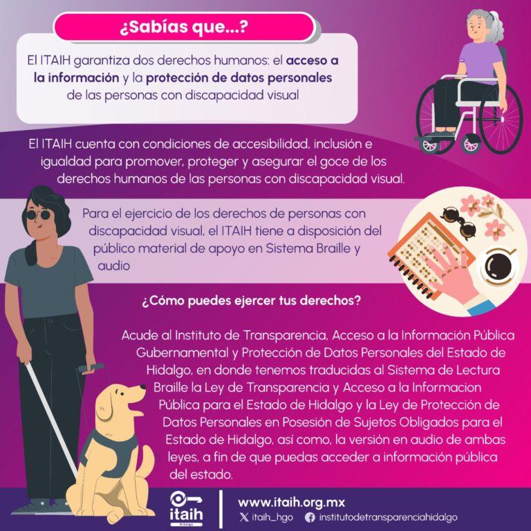 EL ITAIH INVITA A LAS PERSONAS CON DISCAPACIDAD VISUAL A ACCEDER A SUS DERECHO DE ACCESO A LA INFORMACIÓN Y PROTECCIÓN DE DATOS PERSONALES EL ITAIH INVITA A LAS PERSONAS CON DISCAPACIDAD VISUAL A ACCEDER A SUS DERECHO DE ACCESO A LA INFORMACIÓN Y PROTECCIÓN DE DATOS PERSONALES