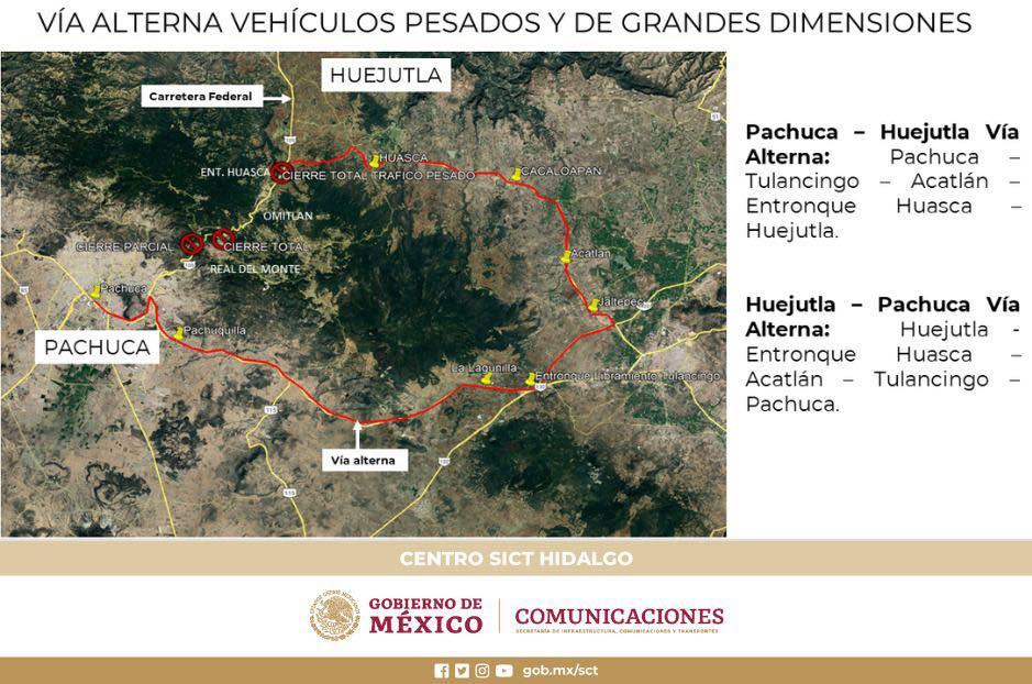 Habrá cierre de carretera Pachuca – Huejutla por mantenimiento