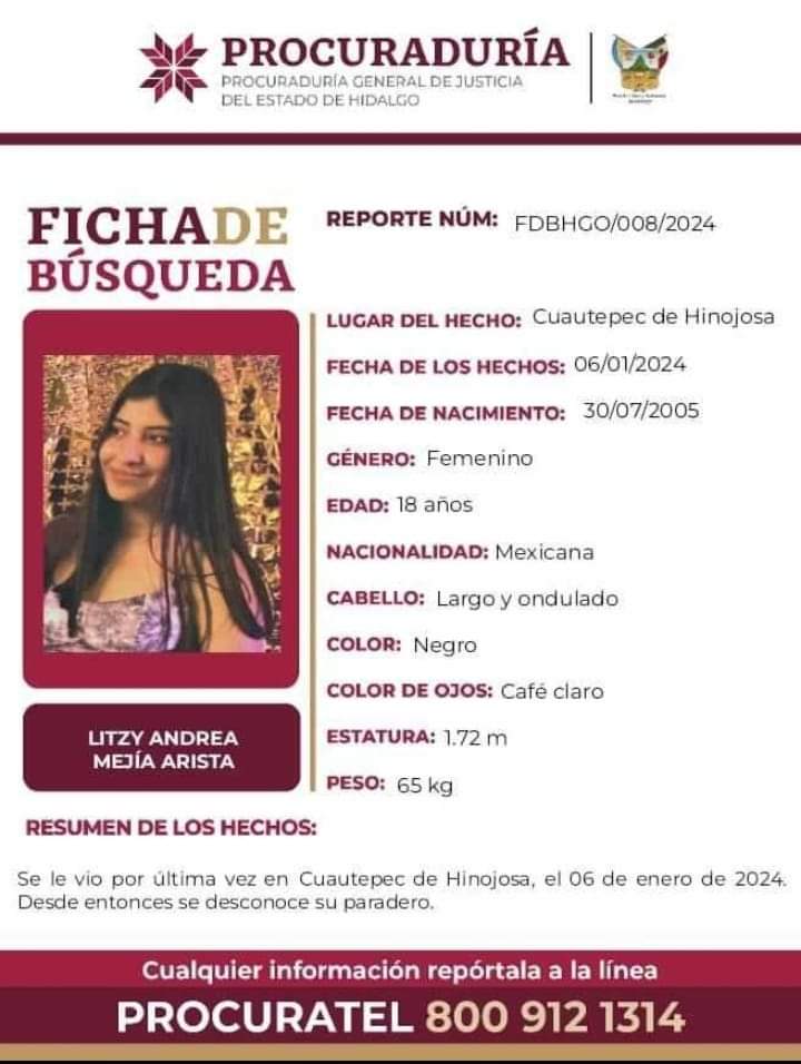 Buscan a menor desaparecida desde el 6 de enero