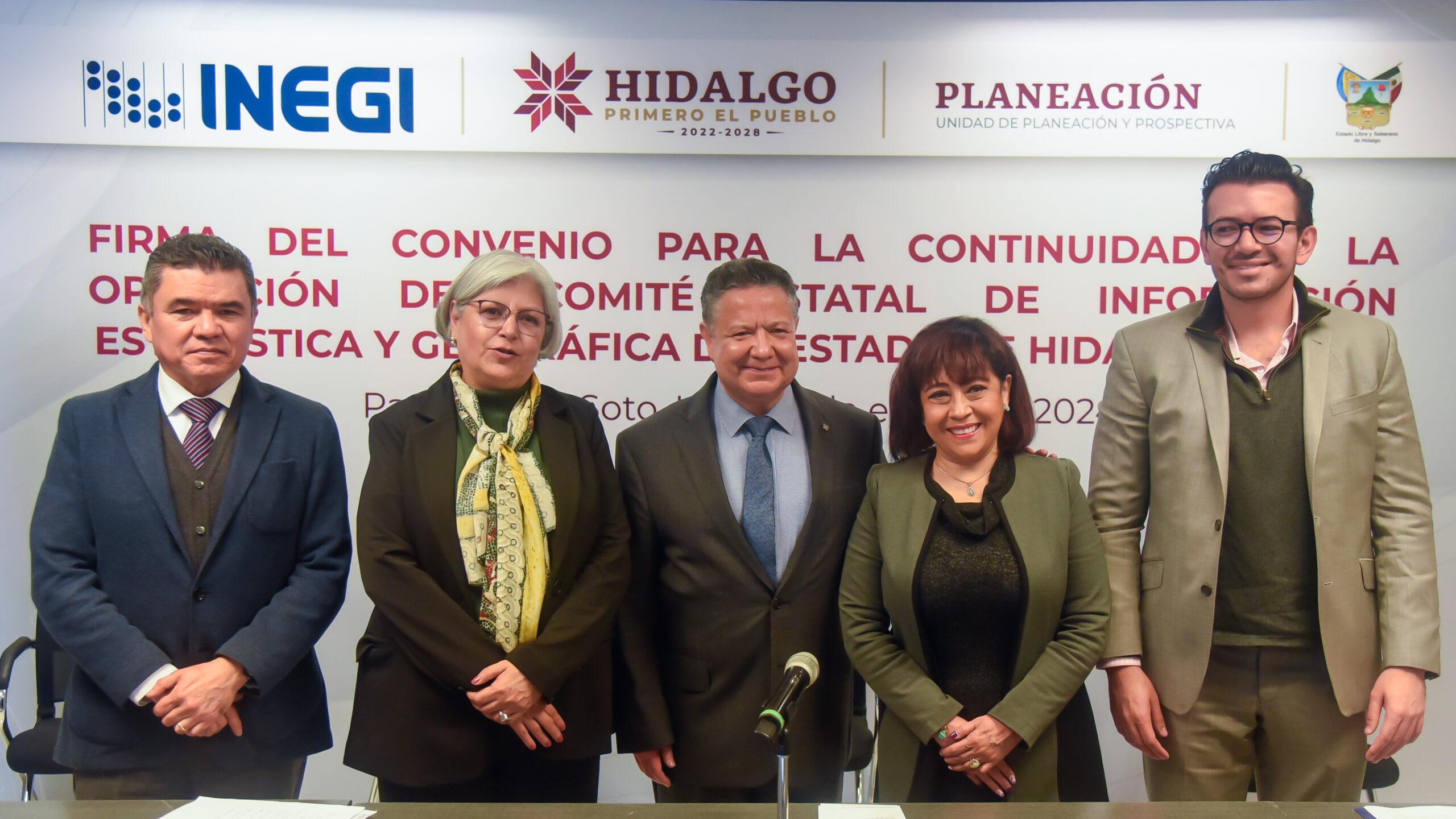 Signan INEGI y gobierno de Hidalgo convenio de colaboración