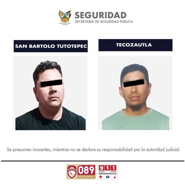 Elementos de la SSPH aseguraron a dos por portación ilegal de arma de fuego