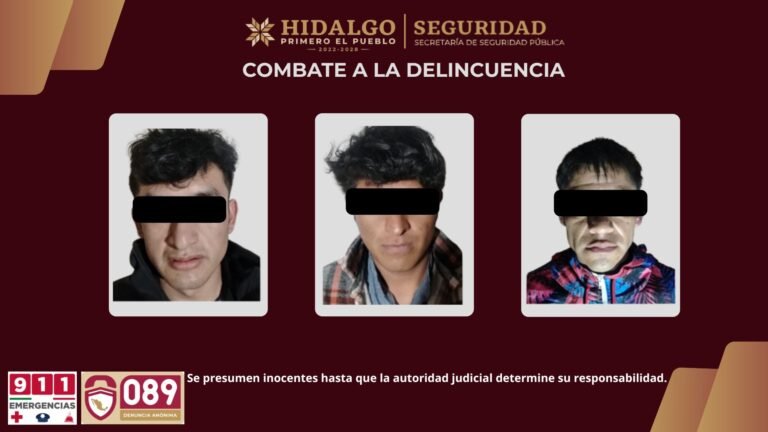 Aseguramiento en Tepeji del Río: Tres hombres detenidos y presuntos narcóticos incautados