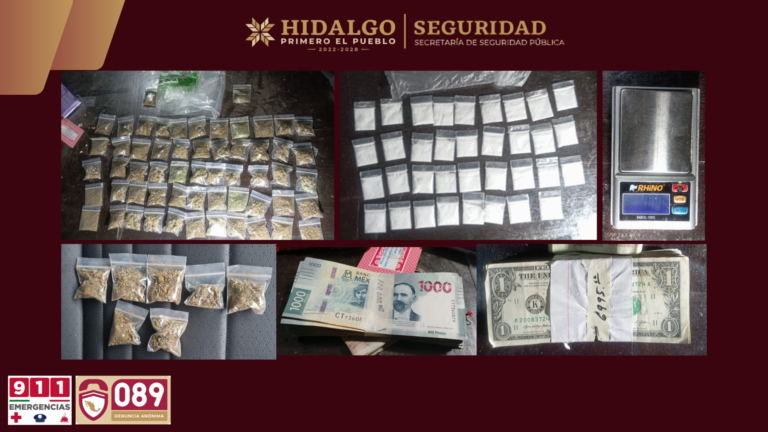Lo atoran con marihuana, cristal 101,600 pesos y hasta dólares