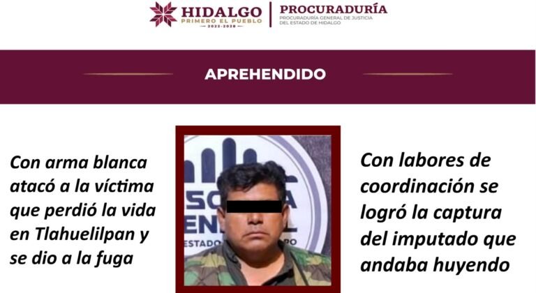En Querétaro PGJEH lo capturó por perpetrar homicidio doloso