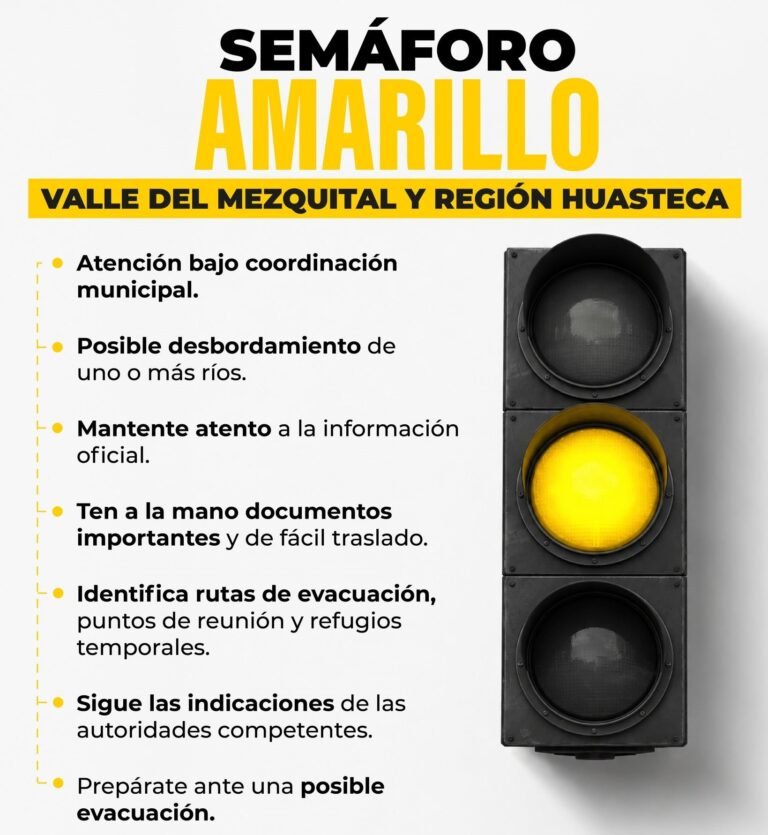 Protección Civil cambia a semáforo amarillo en el Valle del Mezquital y Huasteca