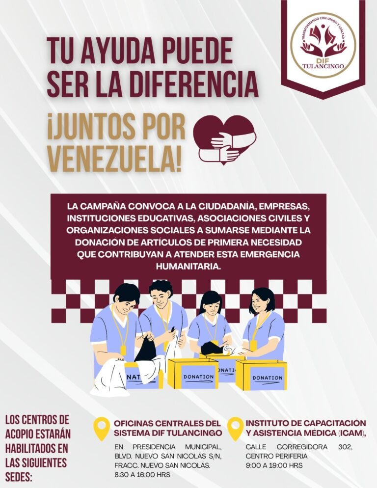DIF Tulancingo abre centros de acopio para apoyar a familias afectadas en Venezuela