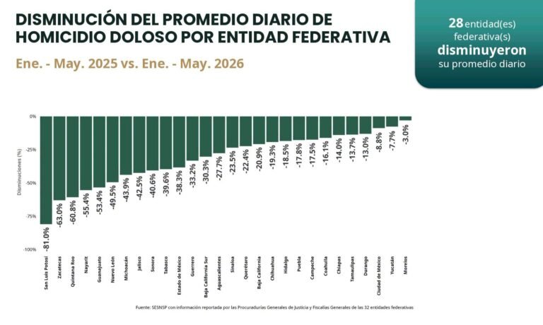 Hidalgo de las 28 entidades que reducen el homicidio doloso