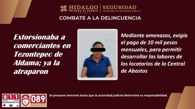 Extorsionaba a comerciantes y cae mujer
