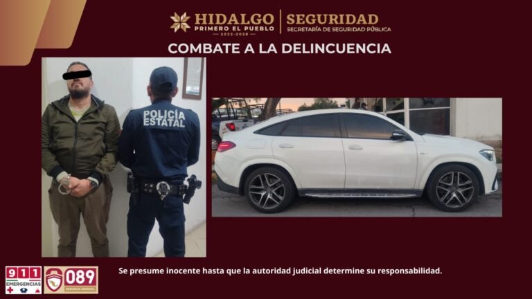 SSPH recupera vehículo robado en Pachuca y detiene al responsable