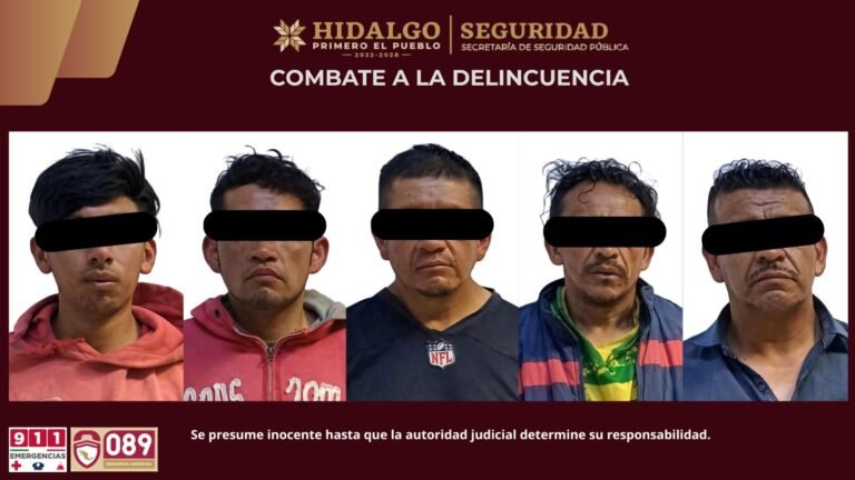 Detienen a cinco personas por robo de motocicleta en Mineral de la Reforma