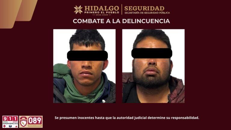 Detienen a dos en Zempoala con armas largas y presunta droga