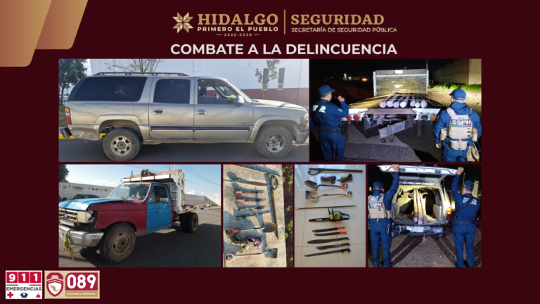 SSPH detiene a ocho personas por presunta tala clandestina en Tenango de Doria