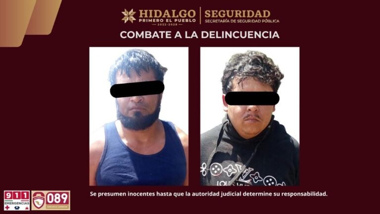 La SSPH detuvo a dos hombres por presunto homicidio en Pachuca