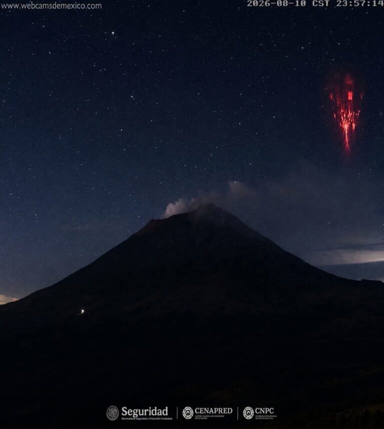 Volcán Popocatépetl, registra fenómeno espectacular