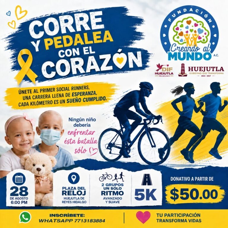 Convocan en Huejutla a carrera y rodada con causa en apoyo a niños con cáncer