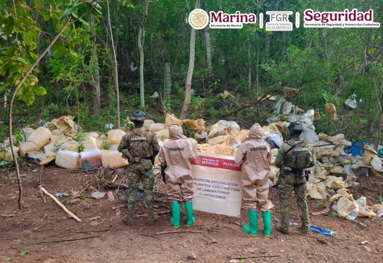 Marina, inhabilita laboratorio clandestino de metanfetamina en Sinaloa