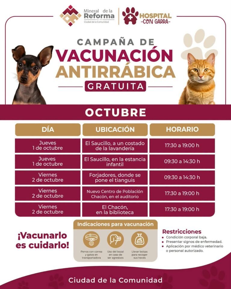 Continúa vacunación antirrábica gratuita 
