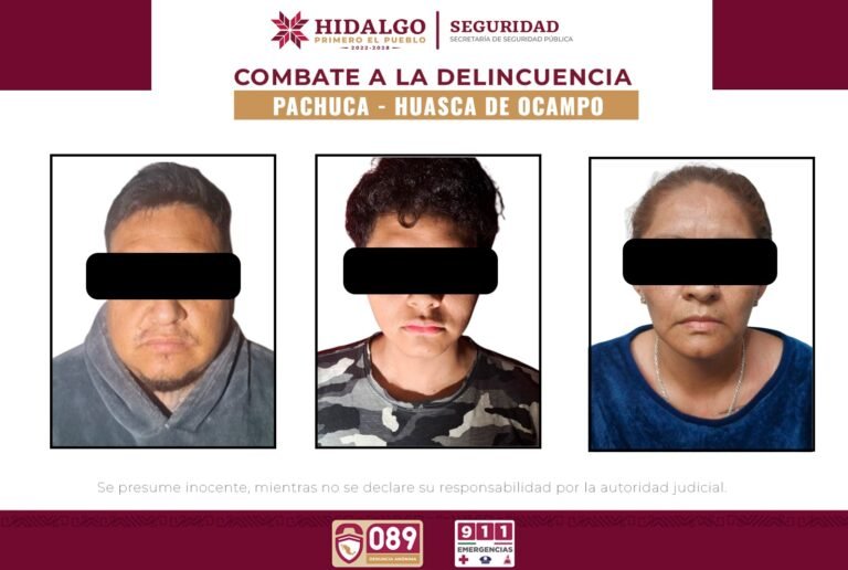 SSPH asegura 3,790 dosis de sustancias y detiene a tres personas en Pachuca y Huasca