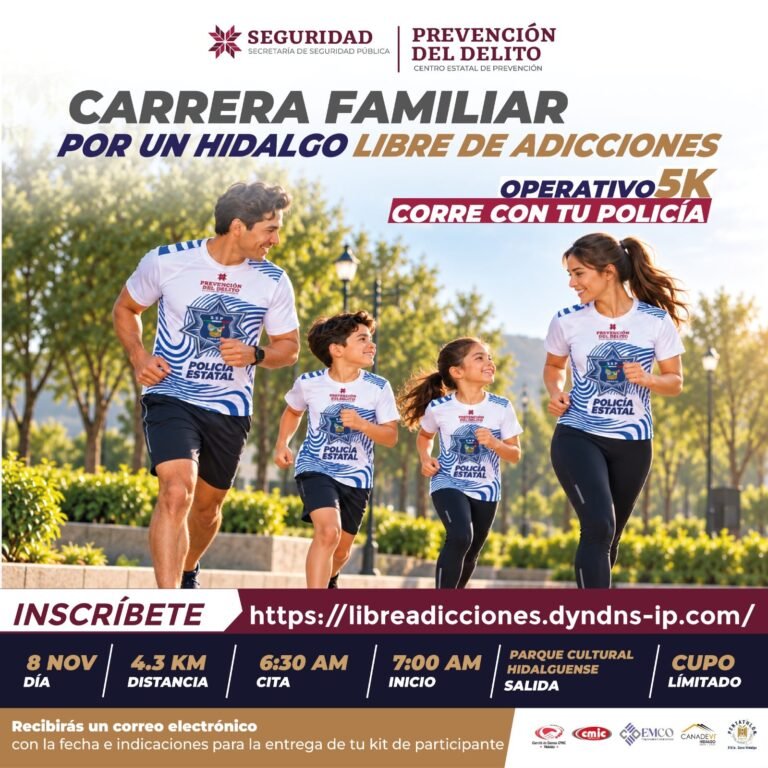 SSPH organiza la carrera «Por un Hidalgo Libre de Adicciones: Operativo 5K, Corre con tu Policía»