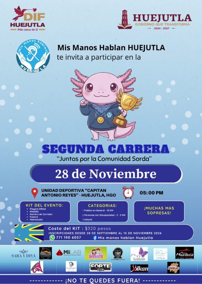 Anuncian la 2da Carrera con Causa «Juntos por la Comunidad Sorda» en Huejutla