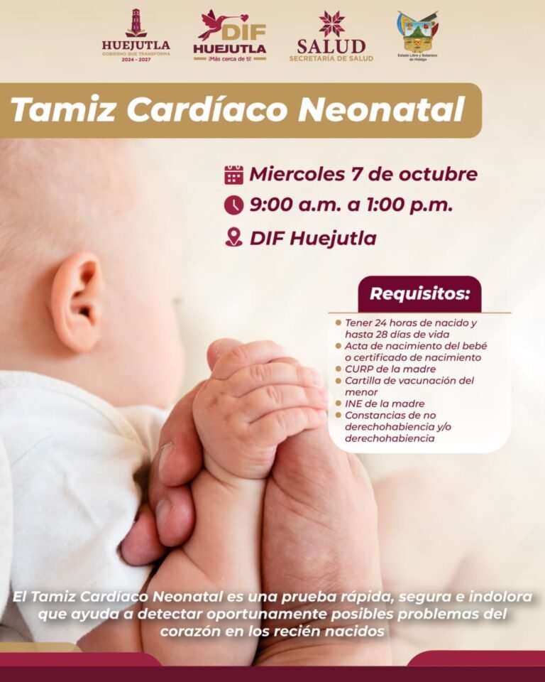 Realizarán jornada de Tamiz Cardíaco Neonatal en el DIF Huejutla