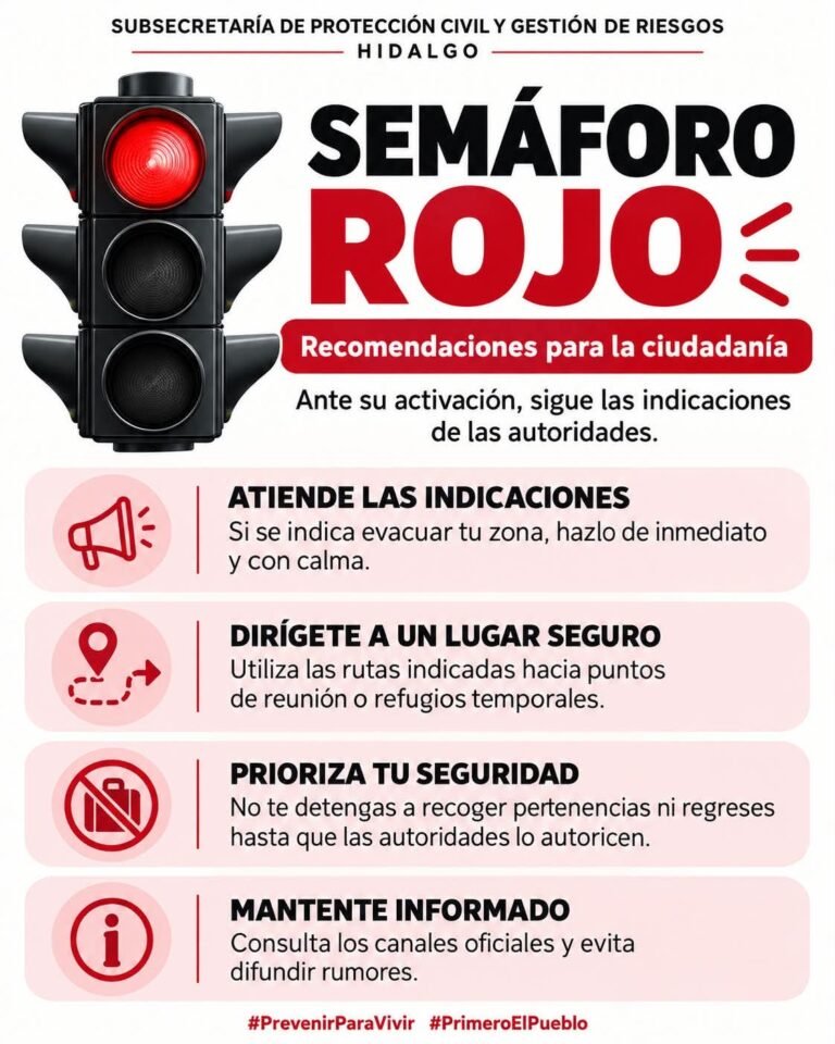 Activan semáforo rojo por lluvias intensas en el norte de Hidalgo